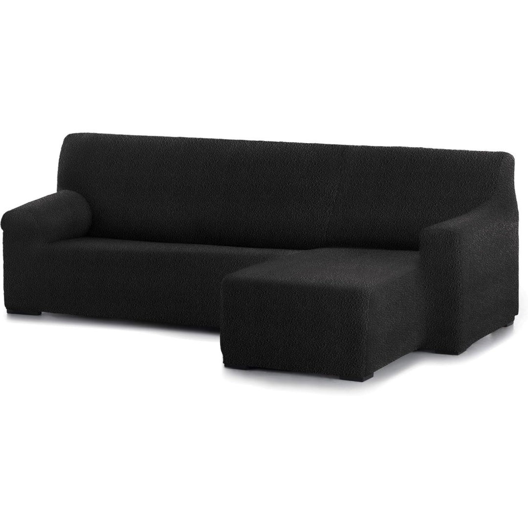Divano da soggiorno Fodera chaise longue, forma tessuto adattabile, braccio corto nero