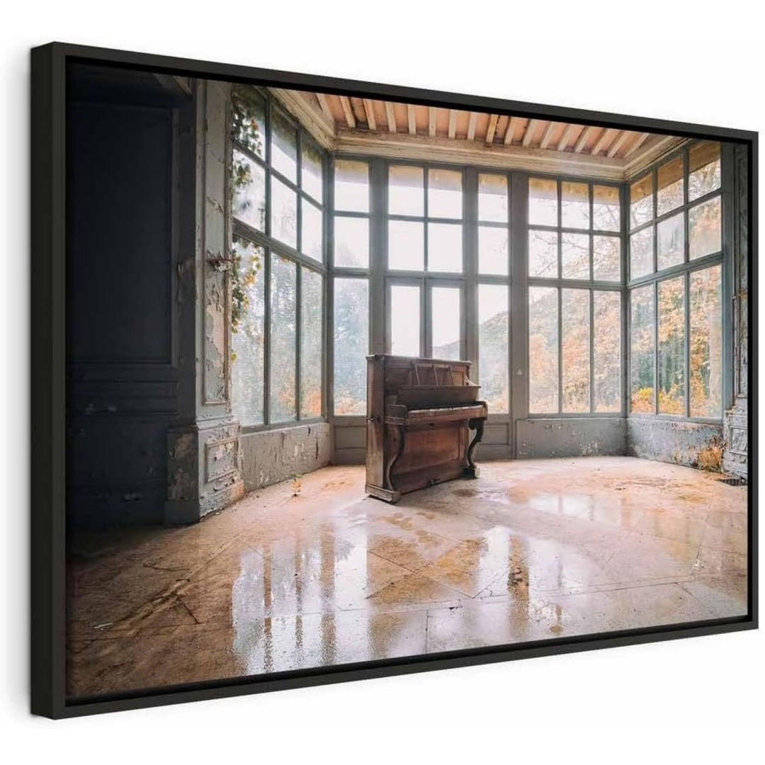 Mobile funzionale murando Quadro Moderno Cornice Nera, Antica Pianoforte Arredo, naturale