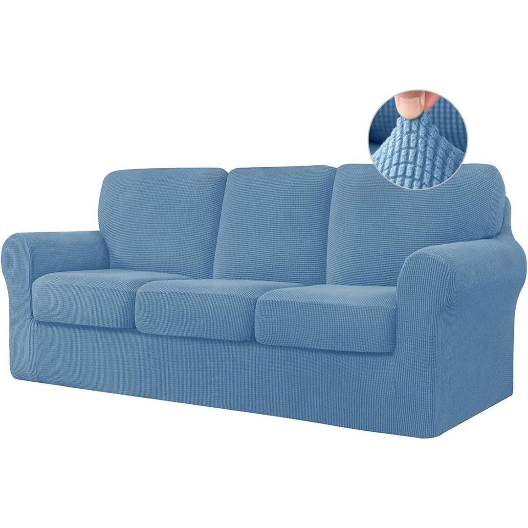 Divano da soggiorno Copridivano elasticizzato schienali separati cuscini blu