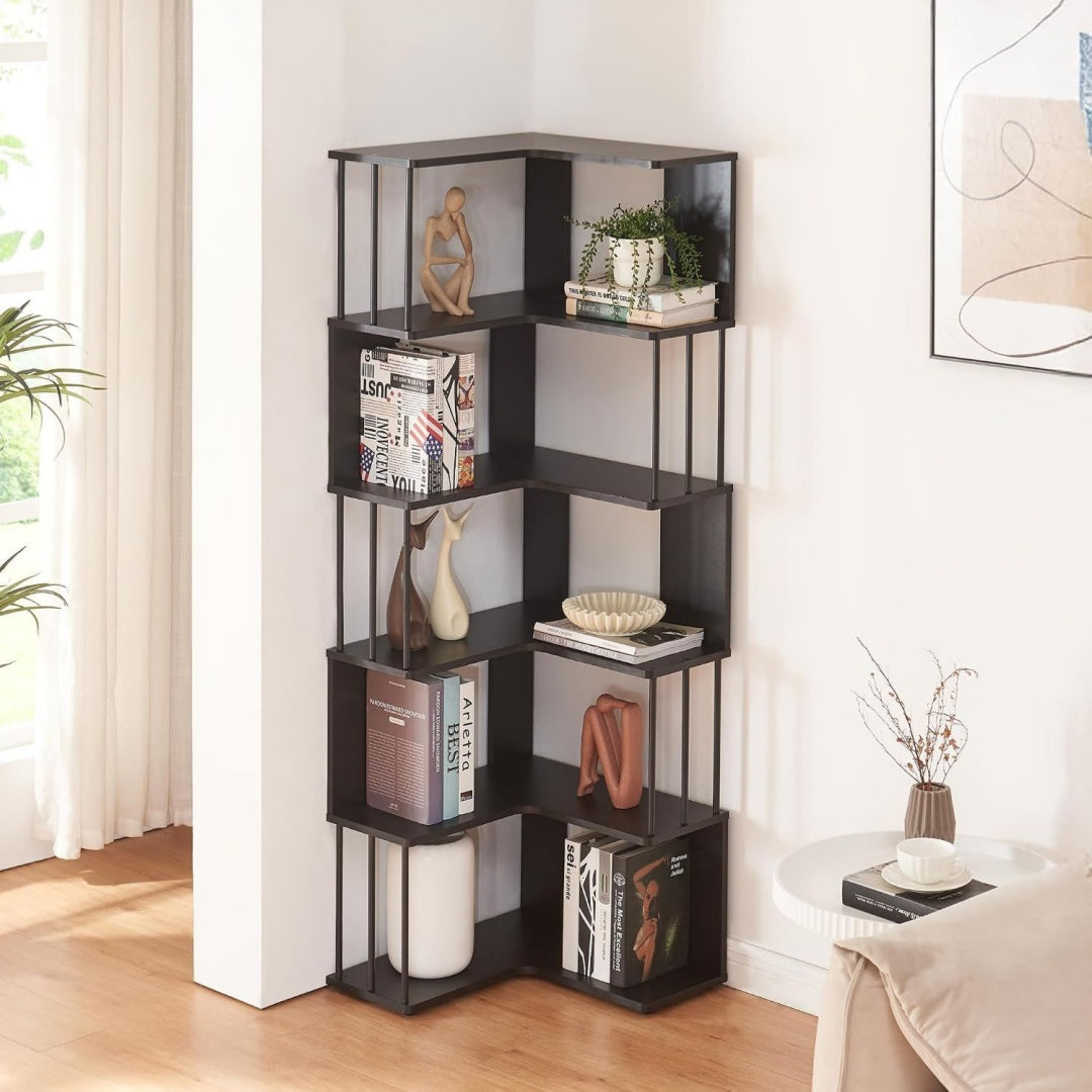 Mobile libreria con ripiani struttura in metallo nero