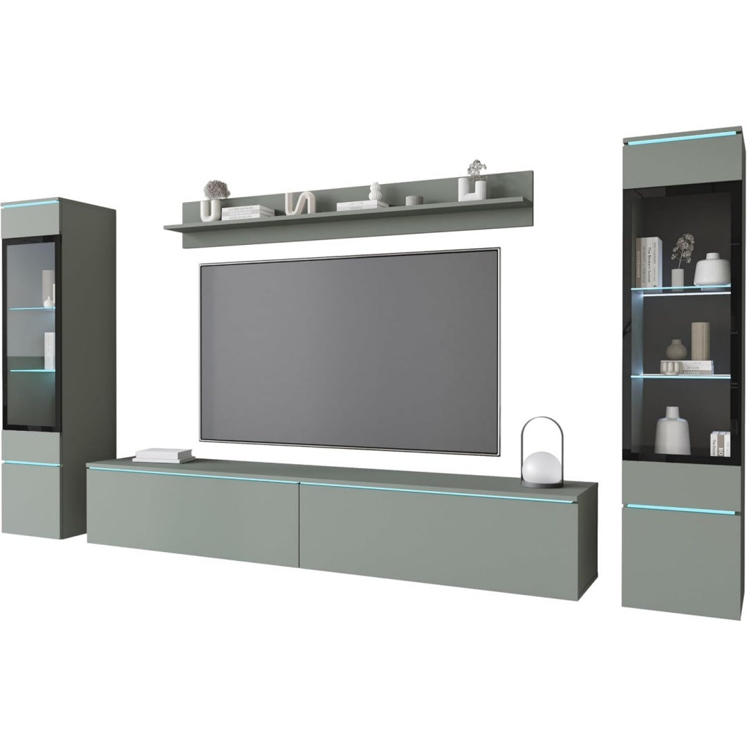 Mobile TV con vano contenitore con illuminazione LED verde