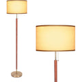 Lampade da terra con illuminazione LED rivestimento in tessuto noce
