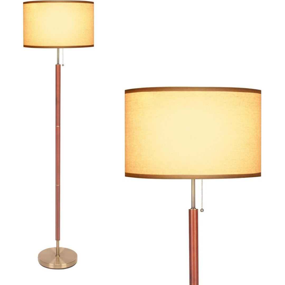 Lampade da terra con illuminazione LED rivestimento in tessuto noce
