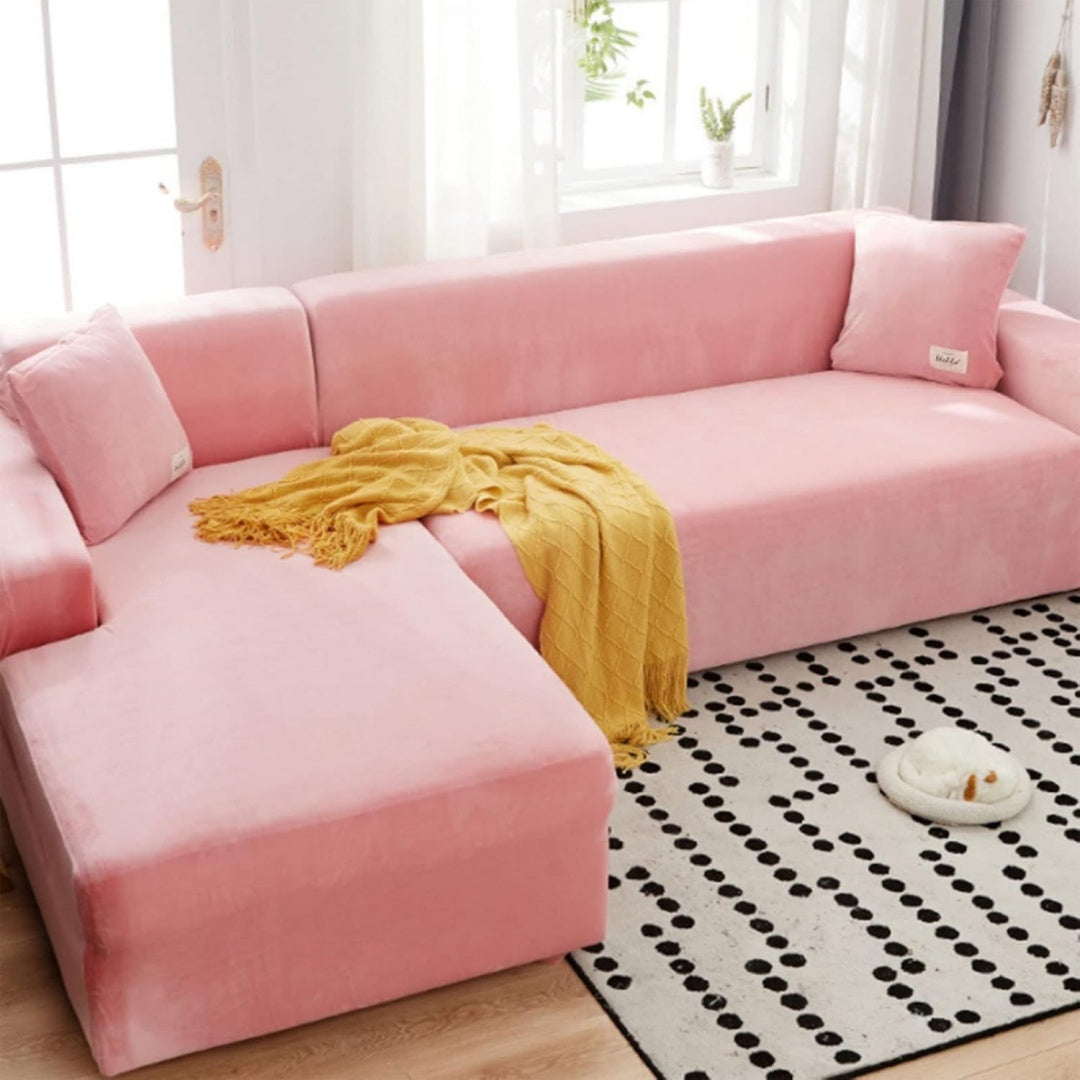 Divano da soggiorno rosa rivestimento in velluto