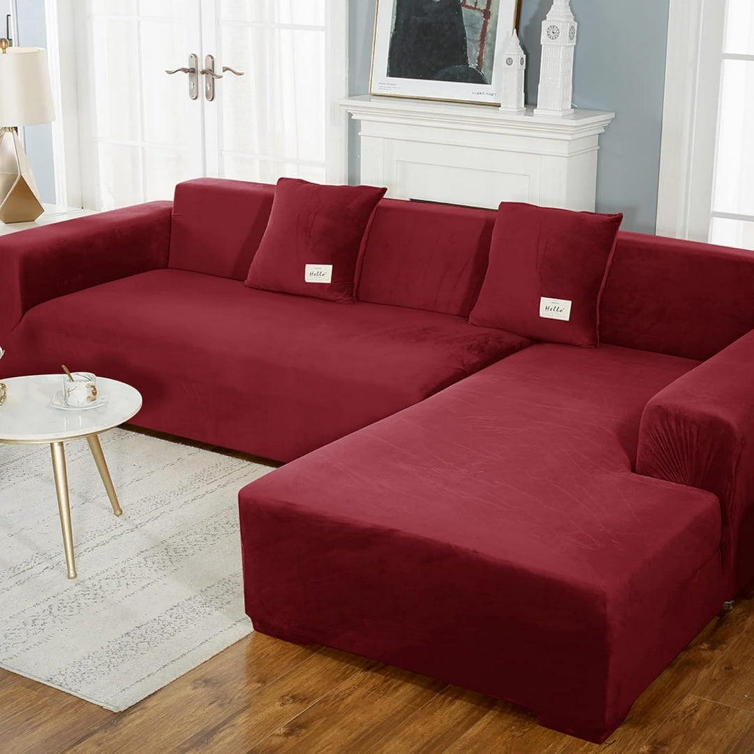 Divano confortevole YOPOIY Velluto Copridivano angolare forma rosso